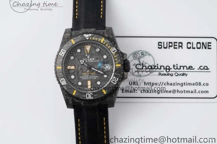 Black Nylon Black Dial Submariner Yellow 1:1 DIW Edition VS3135 on Best VSF Strap Carbon 0108